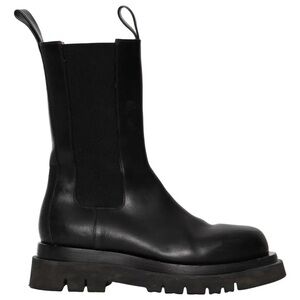 Bottega Veneta Black Leather Lug-Soled Combat Boot